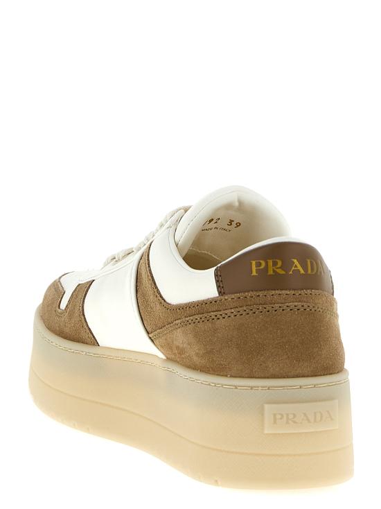 26FW 프라다 다운타운 볼드 레더 스니커즈 1E792MFD050MLOF0F24 Beige - PRADA