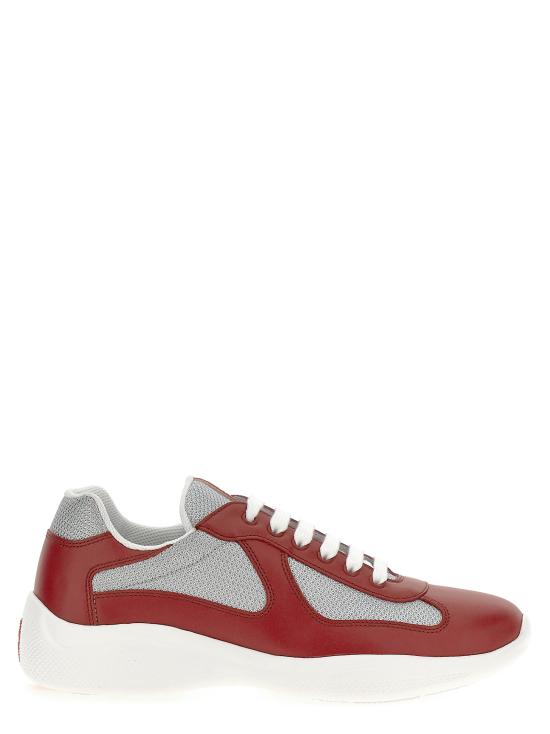 26FW 프라다 아메리카 컵 가죽 레더 로우탑 스니커즈 4E3400FG0006GWF0J3Y Red