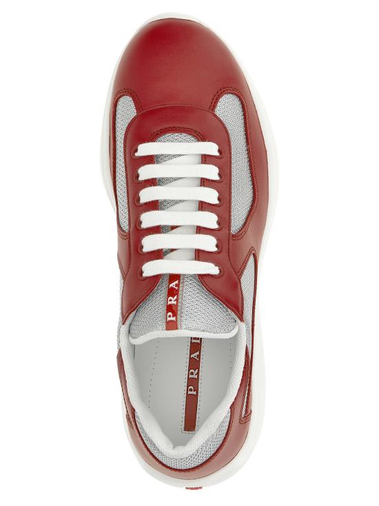 26FW 프라다 아메리카 컵 가죽 레더 로우탑 스니커즈 4E3400FG0006GWF0J3Y Red - PRADA