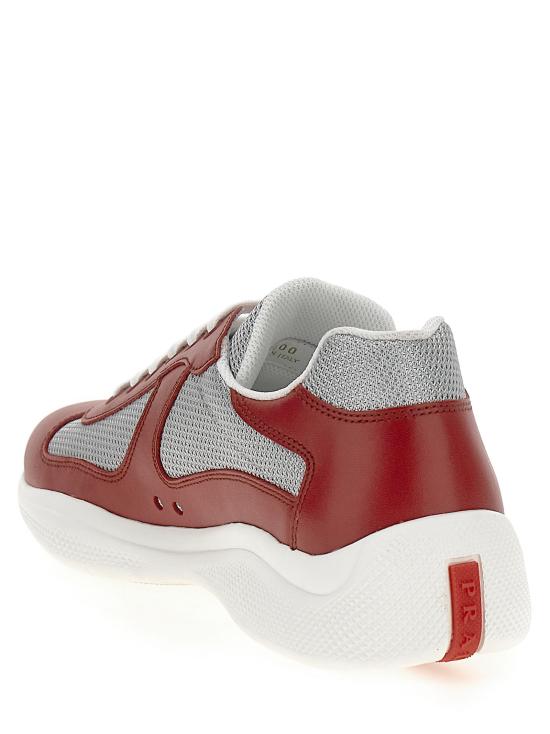 26FW 프라다 아메리카 컵 가죽 레더 로우탑 스니커즈 4E3400FG0006GWF0J3Y Red - PRADA