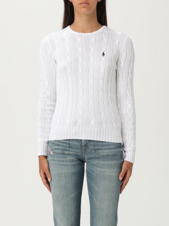 25FW 폴로 랄프로렌 폴로 자수 케이블 니트 스웨터 211971869007 WHITE DOM