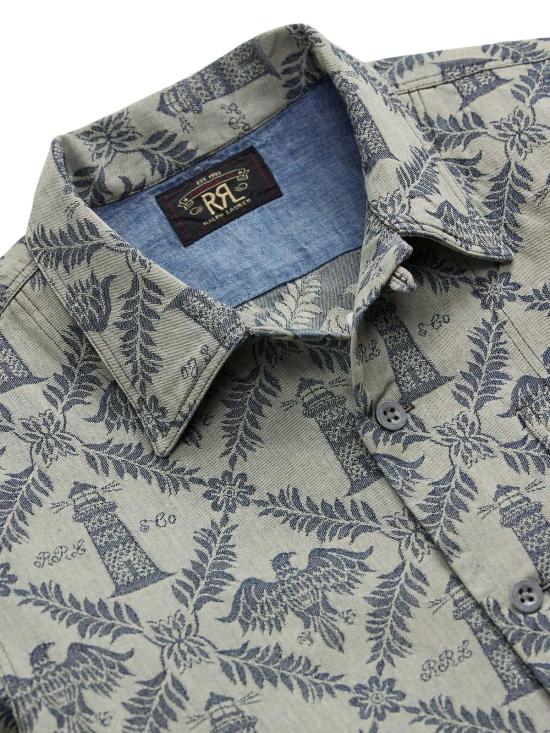  더블알엘 반팔 셔츠 RRL 자카드 캠프  인디고 - RRL