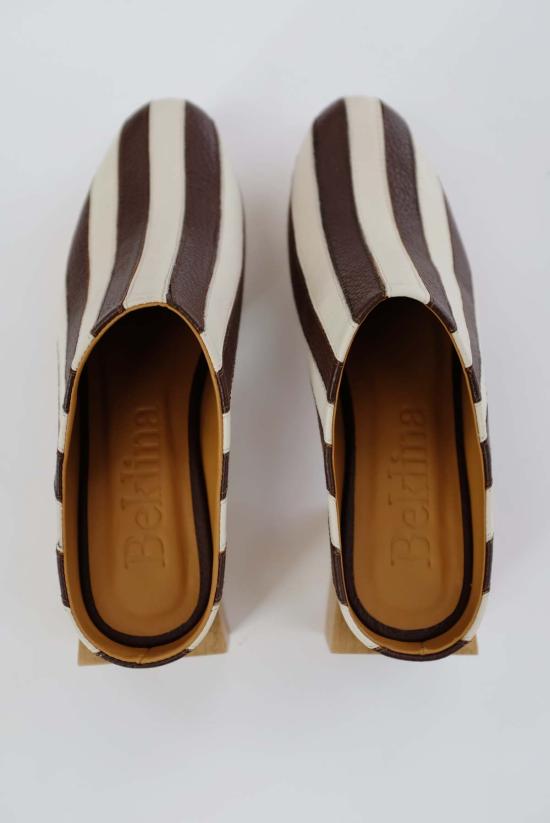  베클리나 뮬/슬리퍼 마티스 플랫폼 뮬 오프 화이트/카스타냐 - BEKLINA