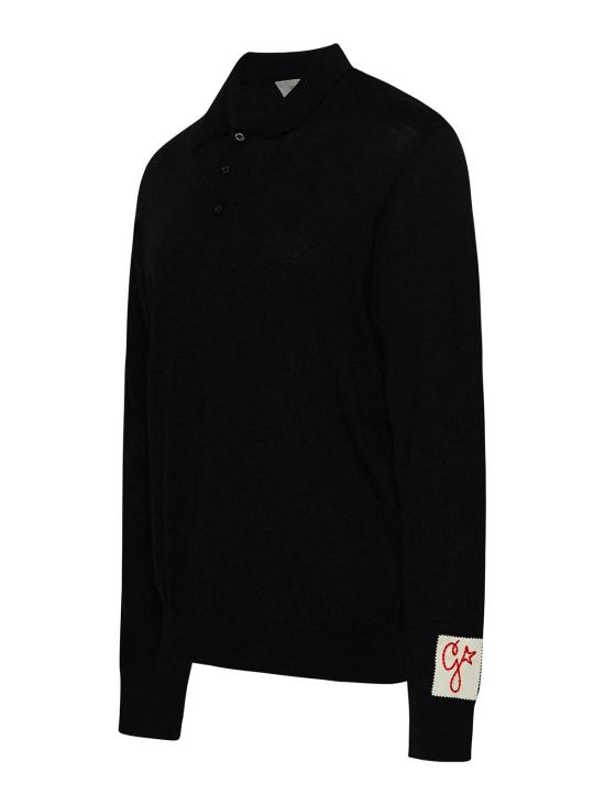25FW 골든구스 메리노 울 롱 슬리브 폴로 셔츠 GMP01353P00104190100 Black - GOLDEN GOOSE