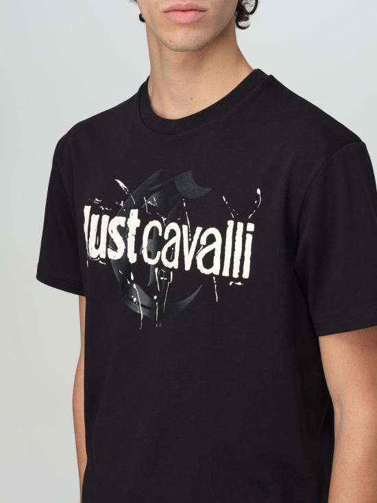  저스트까발리 반팔 티셔츠 76OAHG11CJ318 899 Black - JUST CAVALLI