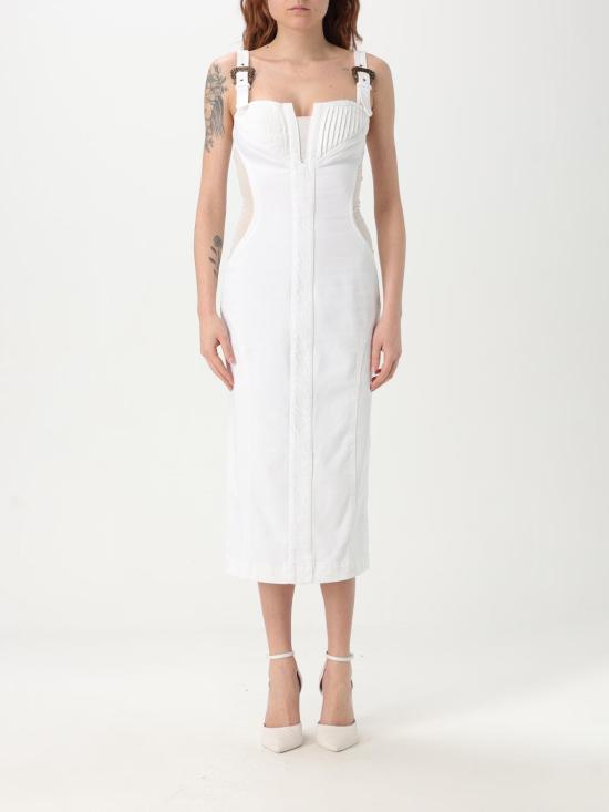 25SS 베르사체 미디 원피스 78HAO951EW015 003 White