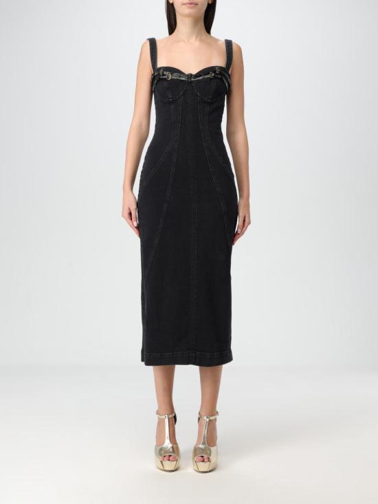 24FW 베르사체 롱 원피스 77HAO96PDW060 909 Black