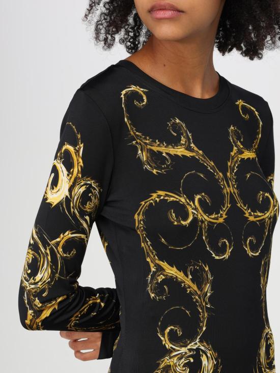 24FW 베르사체 미디 원피스 77HAO9P8JS419 G89 Black - VERSACE