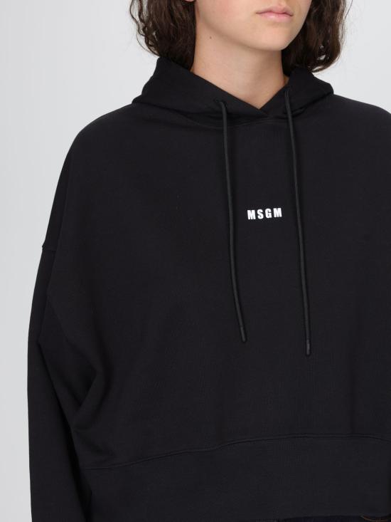 25FW 엠에스지엠 마이크로 로고 크롭 후드 티셔츠 2000MDM509300000 99 Black - MSGM