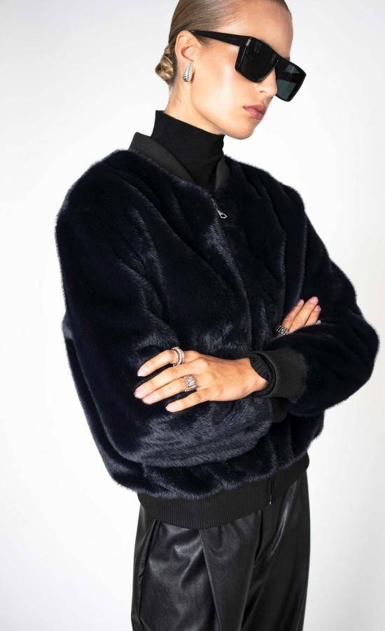  논살란트 레이블 코트 논샬런트 라벨 아우렐리아 퍼 재킷 네이비