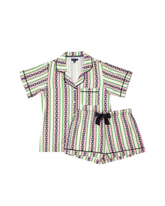  케이티 키메 라운지 웨어 케이티 카임 체인 스트라이프 파자마 세트 핑크/그린