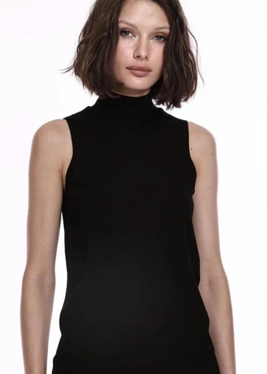  미니 로즈 블라우스 비스코스 모크넥 탑