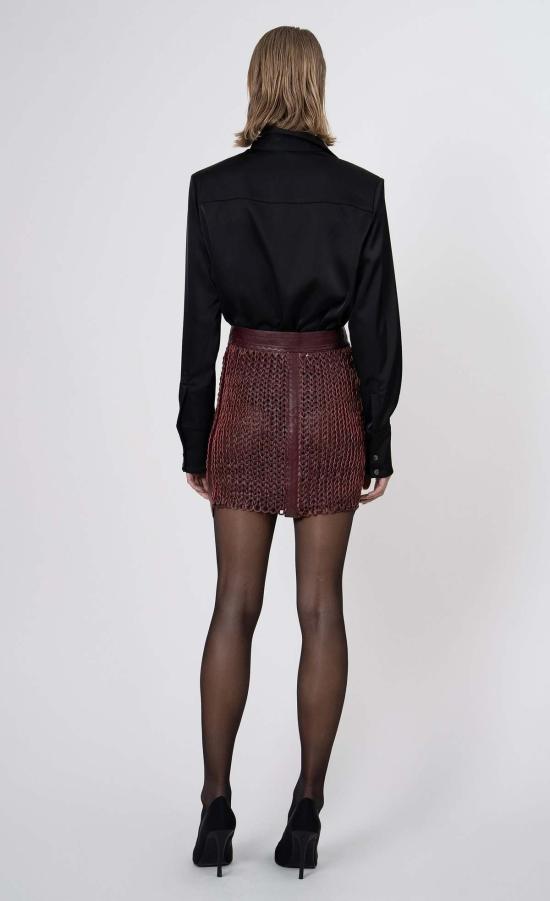  논살란트 레이블 숏 스커트 논샬란트 라벨 카이든  보르도 - NONCHALANT LABEL