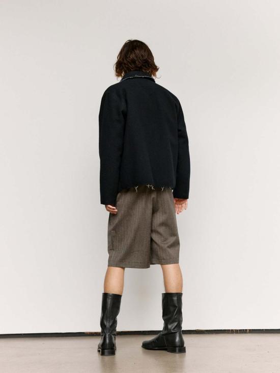  카미엘 포트젠스 자켓 카미엘 포겐스 블랙 멜튼 울 피티드 심플 재킷 - CAMIEL FORTGENS