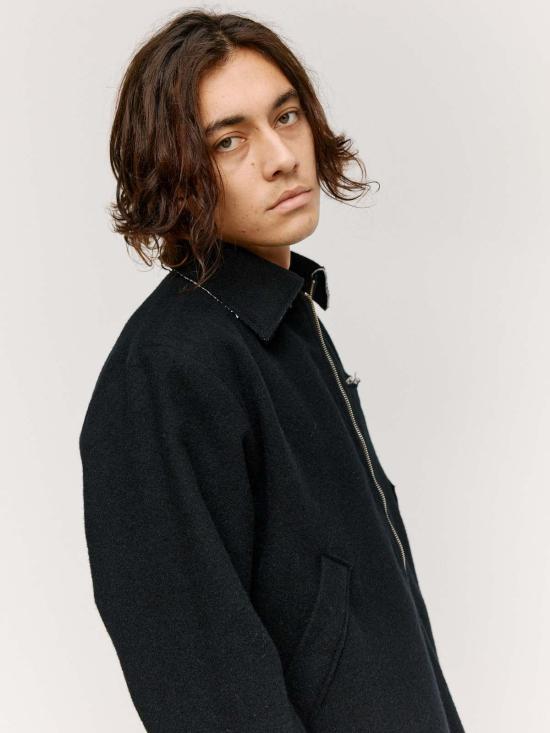  카미엘 포트젠스 자켓 카미엘 포겐스 블랙 멜튼 울 피티드 심플 재킷 - CAMIEL FORTGENS