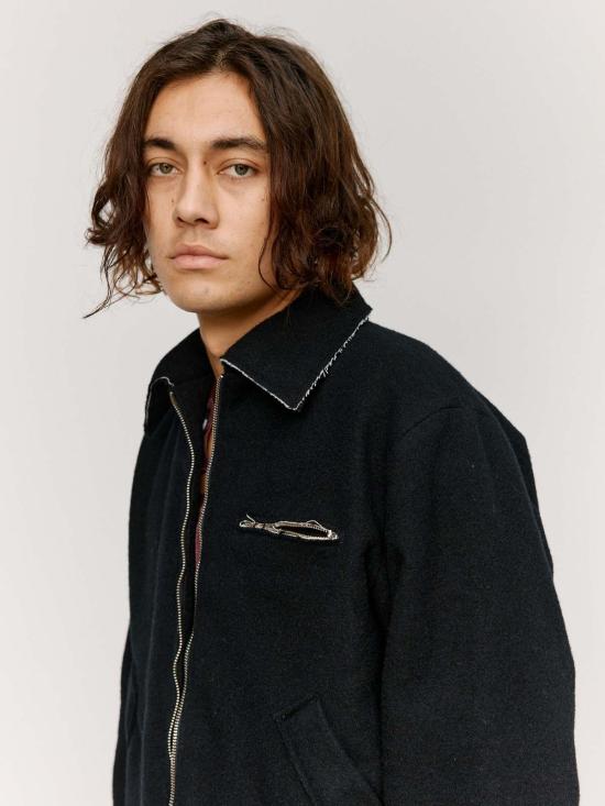  카미엘 포트젠스 자켓 카미엘 포겐스 블랙 멜튼 울 피티드 심플 재킷 - CAMIEL FORTGENS