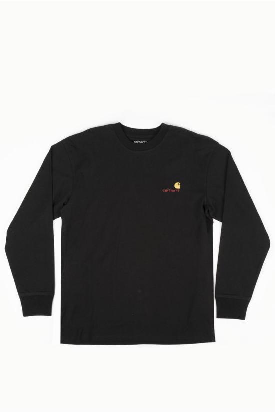 26FW 칼하트 WIP 아메리칸 스크립트 롱슬리브 티셔츠 I029955 89XX BLACK DOM