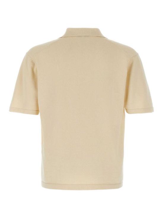 25SS 메종키츠네 볼드 폭스 헤드 자수 니티드 폴로 OM00205KT11350145 Beige - MAISON KITSUNE