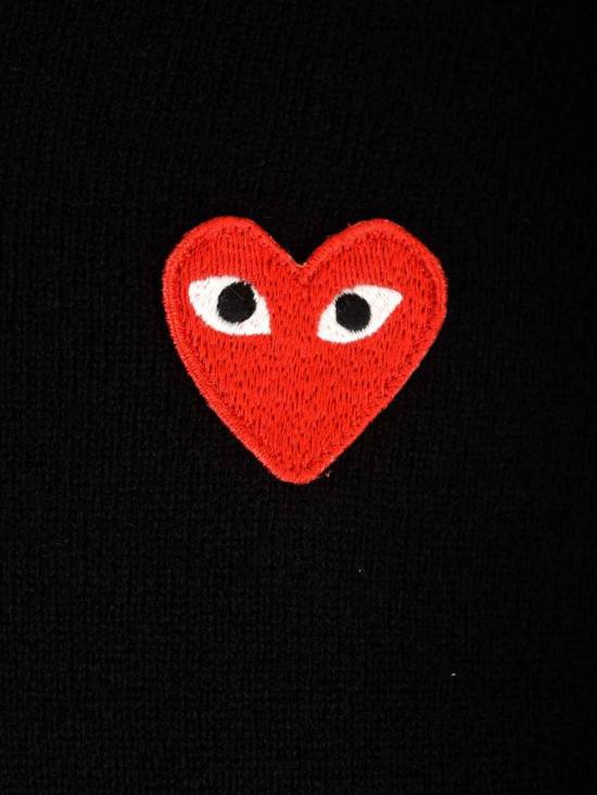  꼼데가르송 플레이 레드 하트 브이넥 스웨터 AXN002051ABLACK Black - COMME DES GARCONS