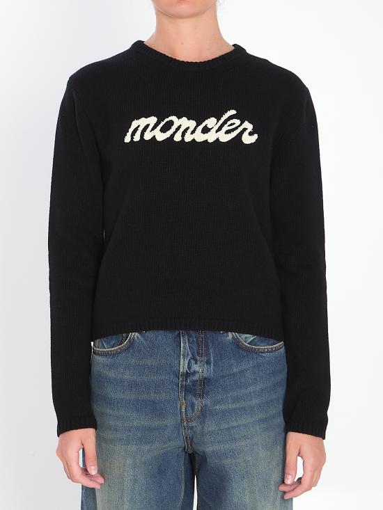 25FW 몽클레어 자수 로고 울 캐시미어 스웨터 K20939C00004M4281999 black