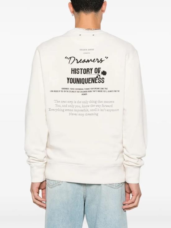 25FW 골든구스 뒷면 프린트 화이트 코튼 스웨트셔츠 GMP01223P00213982432 panna - GOLDEN GOOSE
