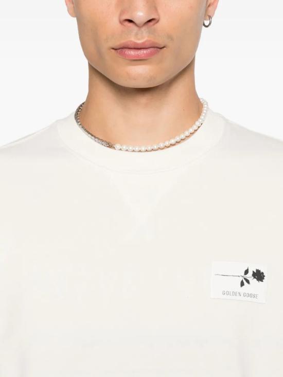 25FW 골든구스 뒷면 프린트 화이트 코튼 스웨트셔츠 GMP01223P00213982432 panna - GOLDEN GOOSE