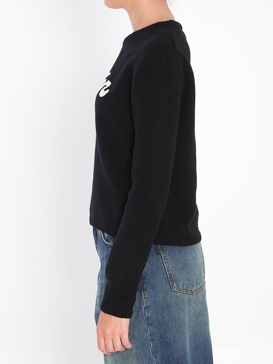 25FW 몽클레어 자수 로고 울 캐시미어 스웨터 K20939C00004M4281999 black - MONCLER
