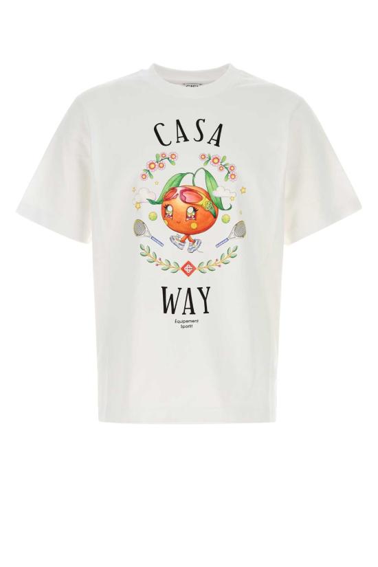 25FW 카사블랑카 반팔 티셔츠 MAW25JTS001 02ORANGEMASCOT MULTICOLOUR