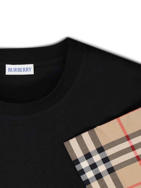  버버리 체크 코튼 티셔츠 8073028 A1189 BLACK - BURBERRY