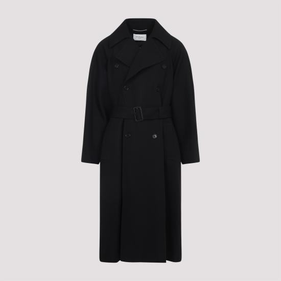 25FW 생로랑 그랑 드 뿌드르 소재 롱 코트  848512Y5J40 1000 BLACK - SAINT LAURENT