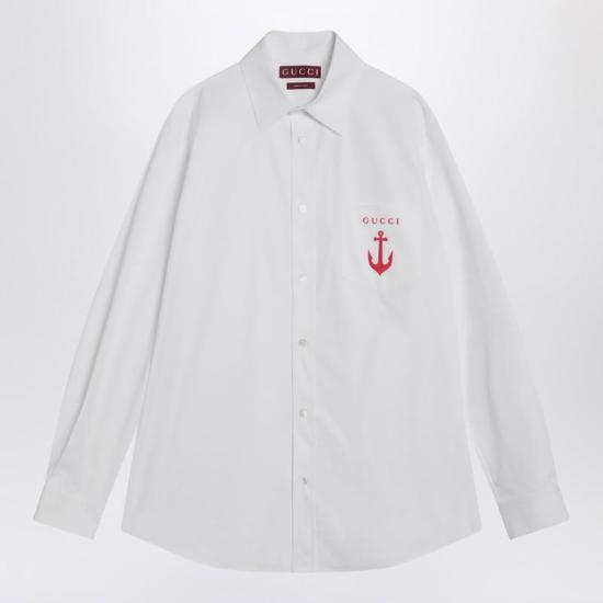 25FW 구찌 포켓 자수 셔츠  833294Z7AUX R GUC 9000 WHITE