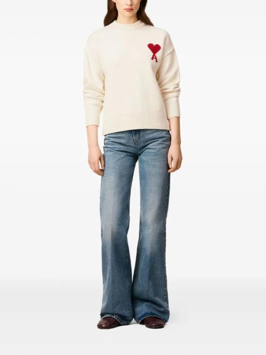 25FW 아미 빅 하트 울 크루넥 스웨터 UKS838018 154 ECRU ROUGE