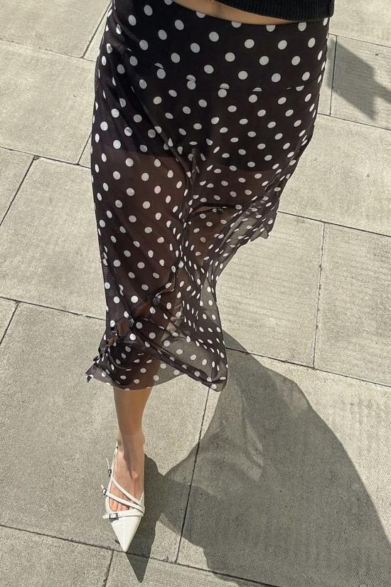  하우스오브써니 미디 스커트 하우스 오브 써니 폴카 도트 메시 프린트 스커트 멀티 - HOUSE OF SUNNY
