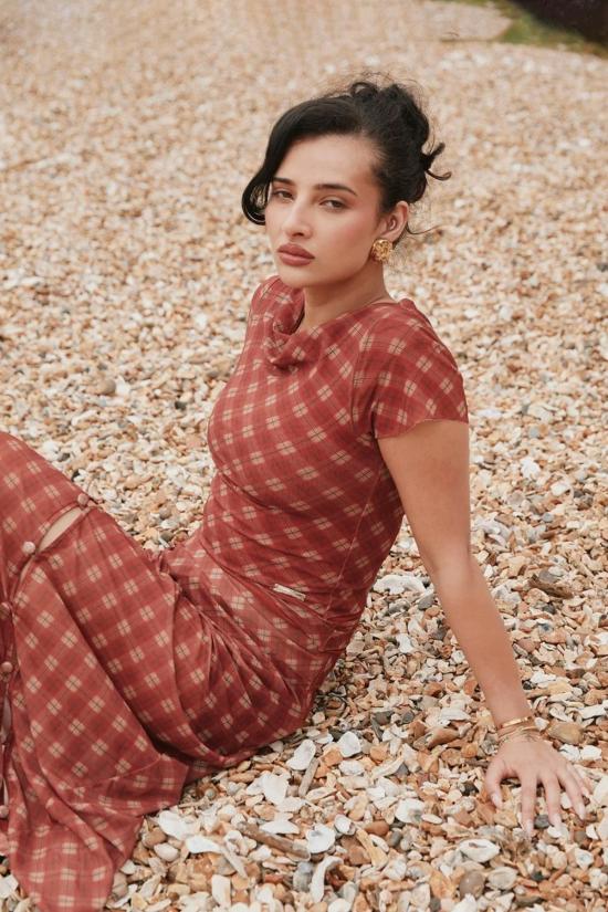  하우스오브써니 미디 스커트 하우스 오브 써니 레트로 체크 메시 스커트 멀티 - HOUSE OF SUNNY