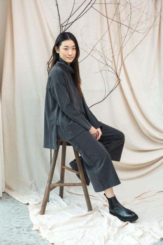  보몽 오가닉 크롭 팬츠 보몬트 오가닉 타야 오가닉 코튼 트라우저 차콜