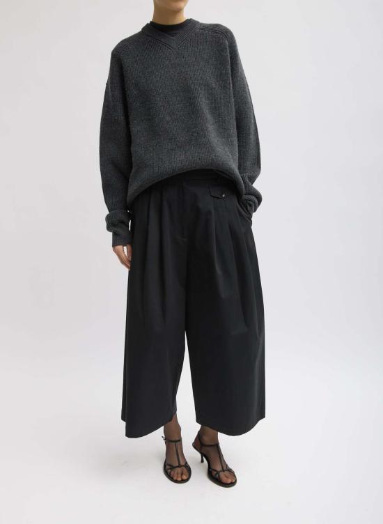  티비 크롭 팬츠 바이오 트윌 트리플 플리츠  블랙