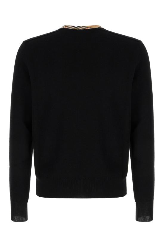 25FW 버버리 버버리 체크 트리밍 울 스웨터  8112148 A1189 BLACK - BURBERRY