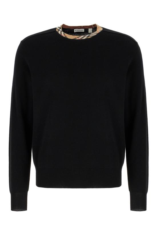 25FW 버버리 버버리 체크 트리밍 울 스웨터  8112148 A1189 BLACK