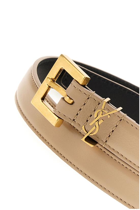 26SS 생로랑 카산드라 씬 스퀘어 버클 벨트 554465BOO0W 2721 DARKBEIGE - SAINT LAURENT