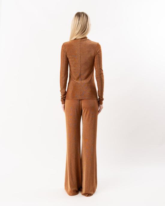  포르테포르테 스트레이트 팬츠 Forte Forte Lurex 저지 플레어 팬츠 브론즈 - FORTE FORTE