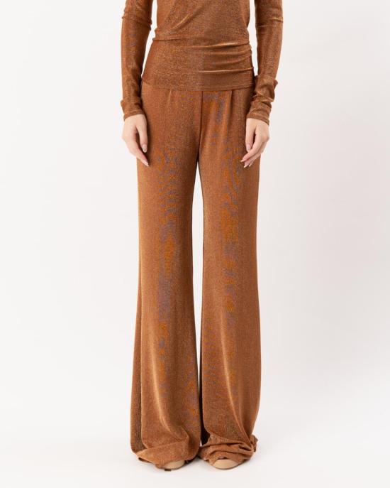  포르테포르테 스트레이트 팬츠 Forte Forte Lurex 저지 플레어 팬츠 브론즈 - FORTE FORTE