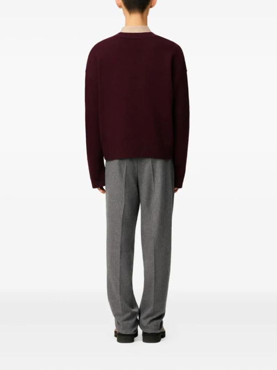 25FW 아미 아미 드 꾀흐 V 넥 스웨터 UKS820KN0071 692 CERISE - AMI