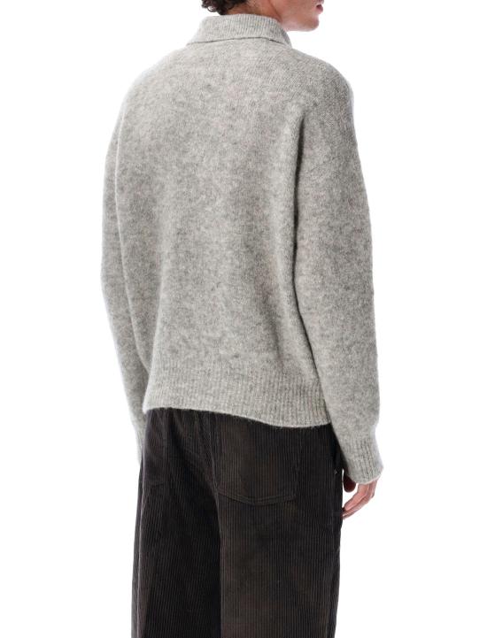 25FW 아미 알파카 아미 롱 슬리브 폴로 스웨터 HPL405KN0021 050 GRIS - AMI