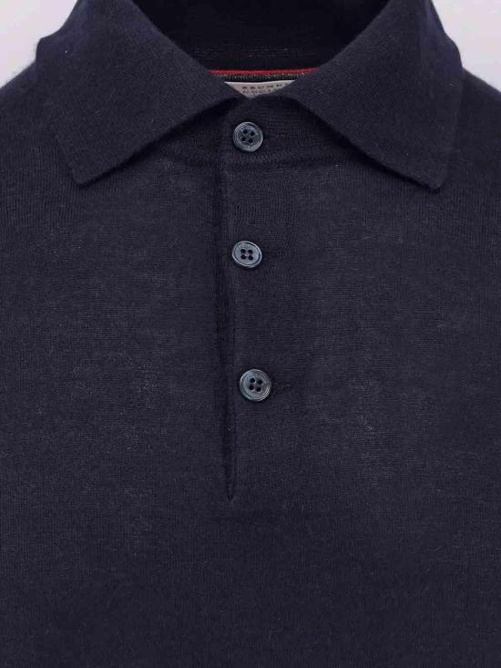 26FW 브루넬로 쿠치넬리 코튼 폴로 스웨터 M2300295CW425 Blue - BRUNELLO CUCINELLI