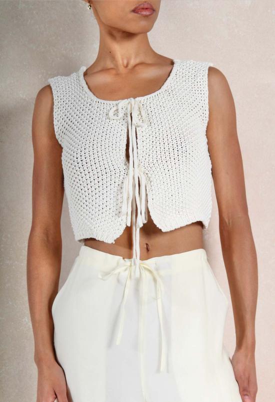  더 엔케이씨 스토어 코트 Nkc 스토어 니트 타이 조끼 크림 화이트