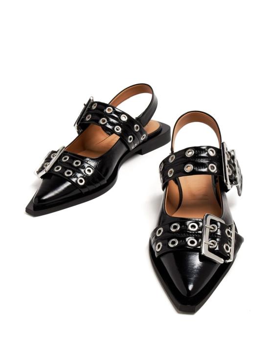 25FW 가니 버클 플랫 슈즈 S2730 099 Black - GANNI