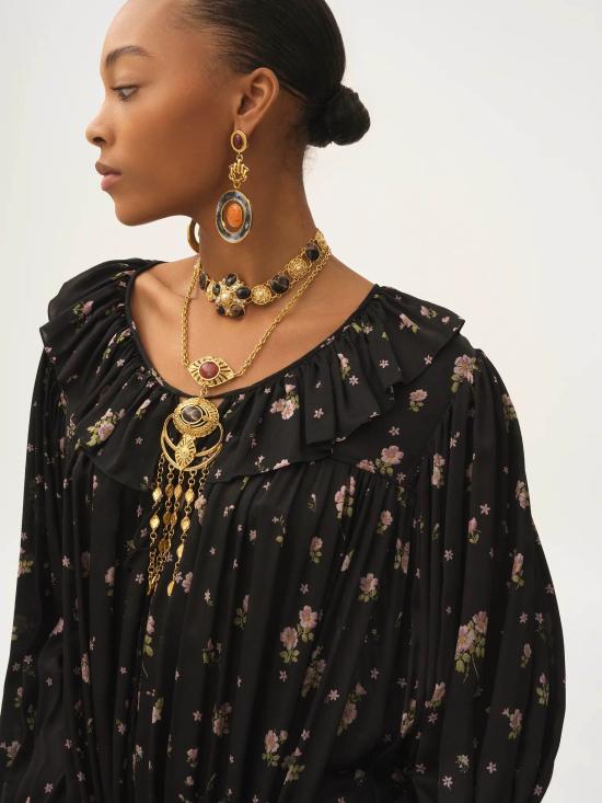 25FW 끌로에 미디 원피스 CH25ARO26481 001 Black - CHLOE