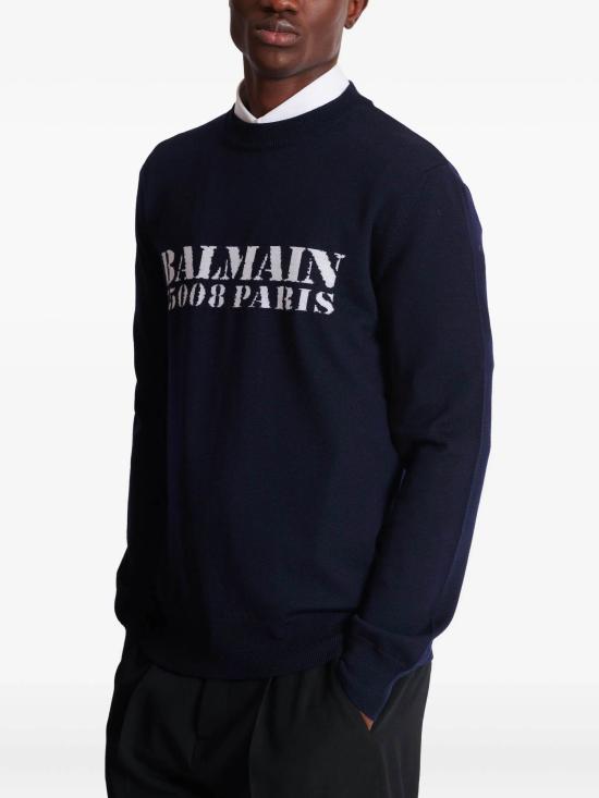 25FW 발망 스웨터 FH1KD000KI84 SAJ Blue - BALMAIN