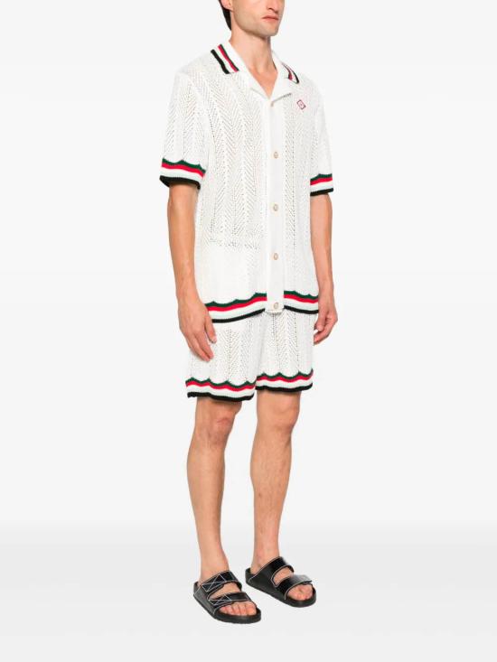 25FW 카사블랑카 반팔 셔츠 MPF25KW996 01 White - CASABLANCA