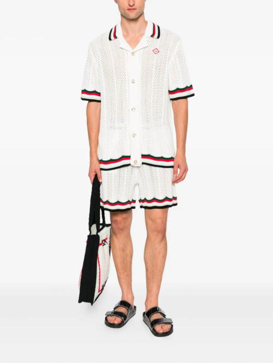 25FW 카사블랑카 반팔 셔츠 MPF25KW996 01 White - CASABLANCA